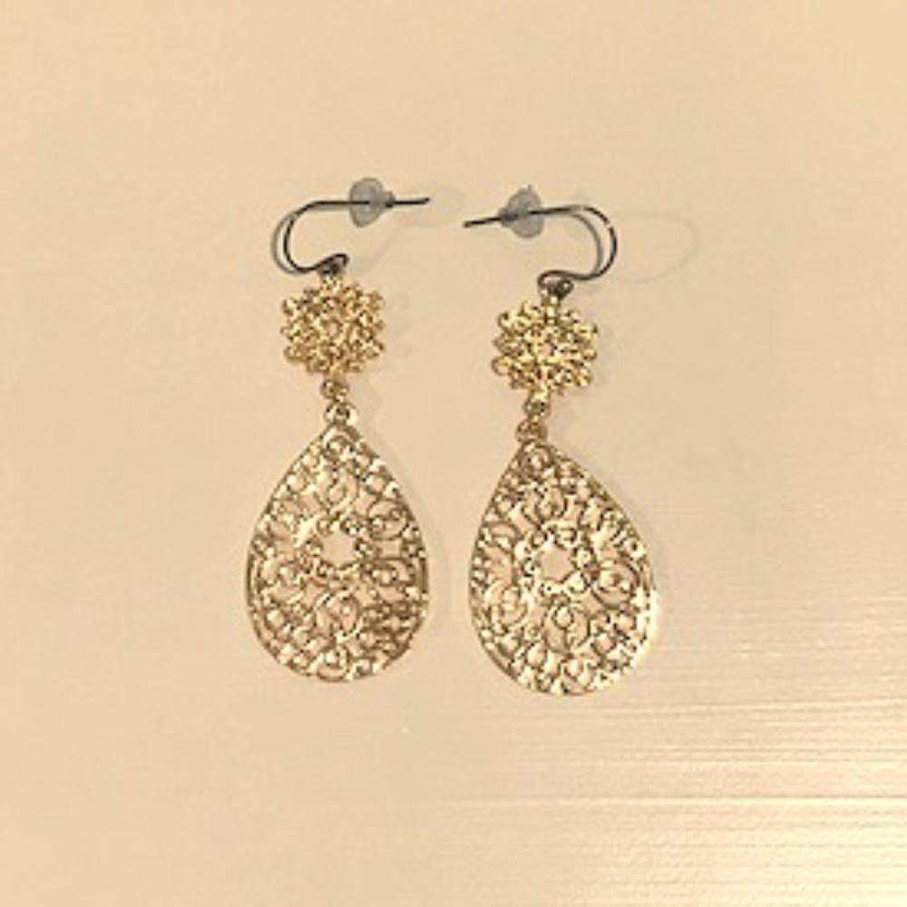 World Market Golden Dangle Earrings - NWOT